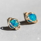 Earth Design Australian Doublet Opal & Diamond Stud Earrings 18K Gold Saturn