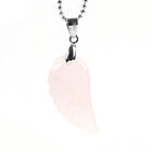 Gemstone Angel Wing Pendant Chain Necklace Natural Chakra Healing Stone