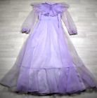 60s Purple Chiffon Lace Formal Dress Victorian Gunne Southern Antebellum VTG