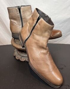 MAGNANNI Rocco Brown Leather dual zip Ankle Boots Sz 12 Made in Spain Very Nice