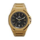 Mens Automatic Wrist Watch Ice Gold Stainless Luxury EDC Analog Black Dial