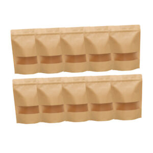 Windowed Kraft Paper Bags with Resealable Zipper - Great for Home Organization