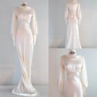 Vintage 1960s Wedding Dresses Ivory Satin Train Long Sleeves Retro Bridal Gowns