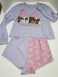 Women's Barbie North American Tour Pajama Set Long Sleeve Shorts Size Medium