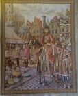 VINTAGE  R.P.  WALL HANGING TAPESTRY MEDIEVAL SCENE MADE IN BELGIUM 41.5”X 51.5”