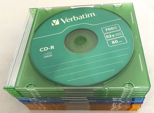 Verbatim Lot 14 CD-R 700MB 52x Speed 80 Min Blank CDs with Jewel Cases 25 Labels