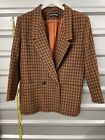 Vintage Giorgio Sant’ Angelo Wool Blazer Jacket 12 Rust plaid Double Breasted