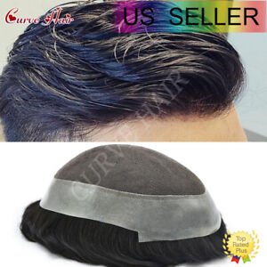 Mens Human Hair Replacement system French Lace Toupee Hair Piece Men Wig Units