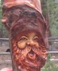 Wood Spirit Carving Knot Head Forest Face Sculpture Log Home Tree Gnome Cabin