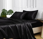 MR&HM Satin Sheet Set Queen 4 Pcs, Silky Elegant Luxurious Queen Size Bed Sheets