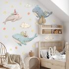 Whales Nursery Wall Decals Removable Peel and Stick Kids Bedroom Wall Stickers