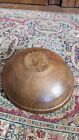 Antique Early Primitive Country Wood Footed Rimmed Edge Dough Bowl 13.5