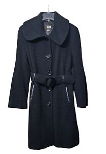 B&C Bod & Christensen Womens Trench Coat With Belt XL-Black-Made In Canada