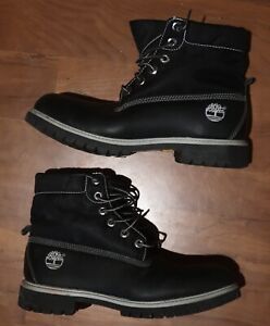 Timberland Roll Top Black Smooth Leather Boots size 10