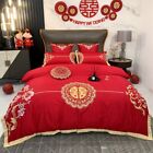 Luxury Chinese Wedding Bedding Set Embroidery Quilt Cover Bed Linen Pillowcases