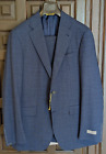 CANALI Kei Impeccabile 100% Wool Suit, Blue Plaid, Size 44L (54 EU)