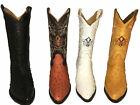 Men's Cowboy Ostrich Print Leather Western J Toe Boots Handcrafted