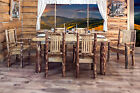 LOG Dining Room Set Kitchen Table with Six Chairs Amish Made Rustic Furniture