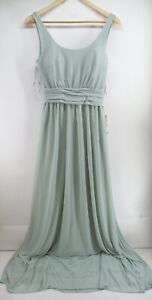 NEW Birdy Grey Jan Mesh Long Maxi Minimalist Bridesmaid Dress in Sage Size XS