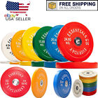 Color Coded Olympic Bumper Plate Weight Plate Steel Hub SINGLES OR SETS 370LBS