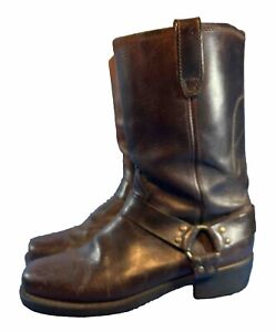 Dingo Men's 11.5 Harness Motorcycle Leather Brown Pull On Boots 13” Height