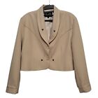 Vtg SCULLY Jacket Women LARGE Western Cropped Tan Embroidered Arrow Short Blazer