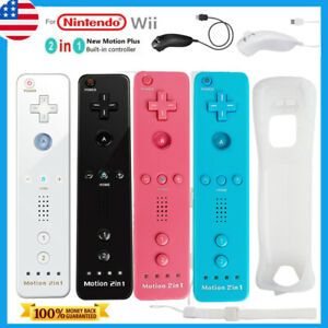 Built in Motion Plus Remote Controller & Nunchuck For Nintendo Wii/Wii U w/ Case