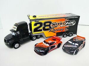 Disney Pixar Cars Nitroade #28 Hauler Transporter Truck Crew Lot