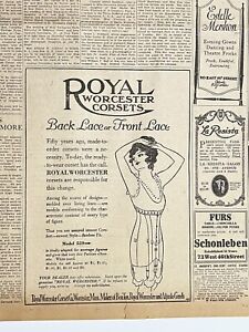 1917 WW1 ROYAL WORCESTER CORSETS Newsprint Ad Antique New York Times Nov 4 NYT