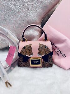 Kate Spade Katy Lucy Leopard Micro Crossbody Pink Leather  NWT