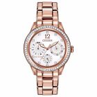 Citizen Eco-Drive Women's Silhouette Crystals Rose Gold Watch 37MM FD2013-50A
