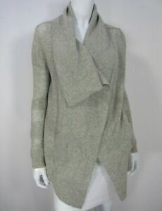 100% CASHMERE Splendid Long Sleeve V NECK Drop Down Cardigan sweater gray SZ XS