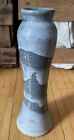 Handmade Signed Small Studio Pottery Bud Vase 7 3/4” Tall Neutral Gray Swirls