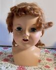 New ListingVintage  8” Hard Plastic Doll Head With Sleepy Eyes And Open Mouth With Teeth