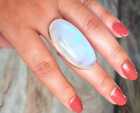 Rainbow Moonstone Ring 925 Sterling Silver Handmade Big Stone Ring All Size MB28