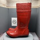 Bogs Rubber  Tall Rain Snow Cherry Red Boots 52325 Women Size 9 Preowned RARE