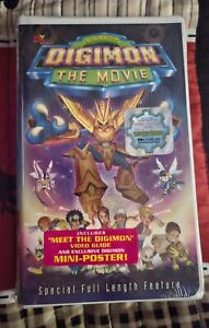 Rare Digimon: The Movie VHS 2001 Clamshell Case Sealed W/Mini-Poster