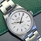 ROLEX MENS AIR-KING STEEL WATCH 34MM SILVER DIAL SMOOTH BEZEL OYSTER BAND 14000