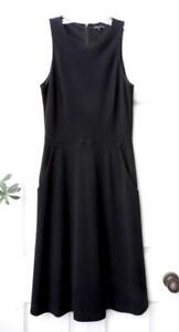 THEORY SLEEVELESS BLACK KNIT DRESS with POCKETS  Size 8 * Made in USA