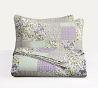 Chezmoi Collection Daisy 3-Piece Printed Patchwork Quilt Set - Purple Butterfly