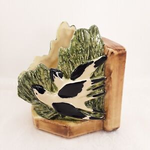 New ListingOne McCoy Swallows Book End Planter, birds bookend pottery black white green set