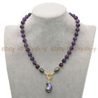 Natural Purple Amethyst Gems Beads Black Keshi Baroque Pearl Pendant Necklace