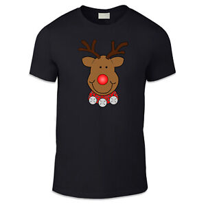 Rudolph Adult Unisex T Shirt - Reindeer Xmas Gift Party Fun Office