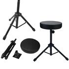 Glarry Drum Throne Padded Seat Stool Stand Drummers Percussion Drumming Chair BL