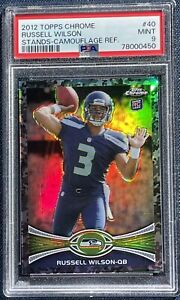 🔥2012 Topps Chrome #40 Russell Wilson CAMOUFLAGE REFRACTOR Rookie Card PSA 9🔥