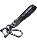 Genuine Leather Car Keychain Set for Corvette Key Ring Lanyard Accessories