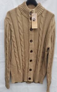 NWT Nitagut Men's Brown Long Sleeve Button Front Cardigan Sweater Size XL