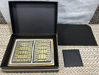 24K Gold Plated Crocodile Card Deck Holder w/ 2 Sets of Cards 1st Ed. by L'Objet