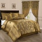 Chezmoi Collection 7-Piece Royal Floral Jacquard Woven Comforter Set, Gold