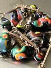 Vintage Hand Crafted Murano Glass Bead Station Necklace 30”